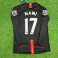 Luis Nani Manchester United 2007/2008 Black Retro Football Jersey – Back View
