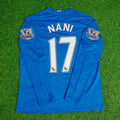 Manchester United 2008 Blue EPL Patch Retro Long Sleeve Football Jersey – Luis Nani – Back View