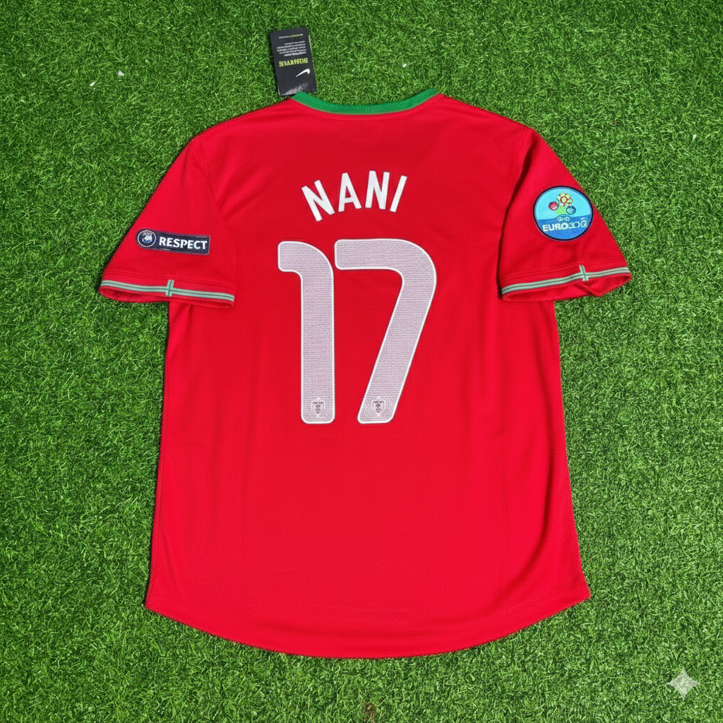 Portugal Euro 2012 Red Retro Football Jersey – Luis Nani – Back View
