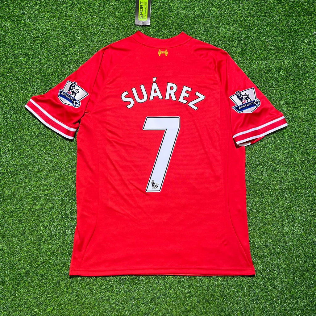 Luis Suarez Liverpool 2013 2014 Season Red Retro Jersey – Back View