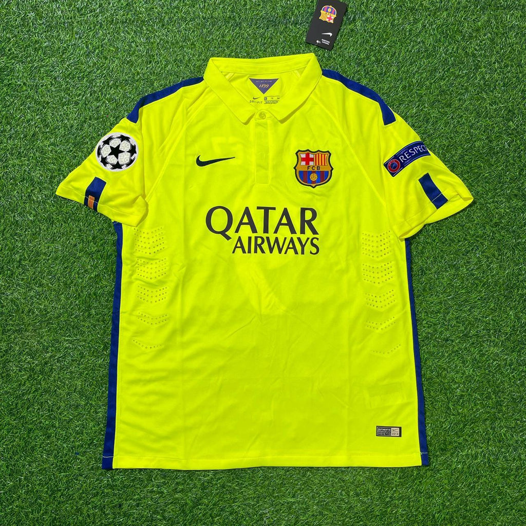 Luis Suarez Barcelona 14/15 Retro Yellow Jersey – Front View