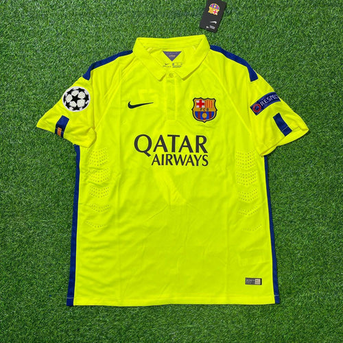 14/15 Barcelona Retro Yellow Football Jersey – Luis Suarez – Front View