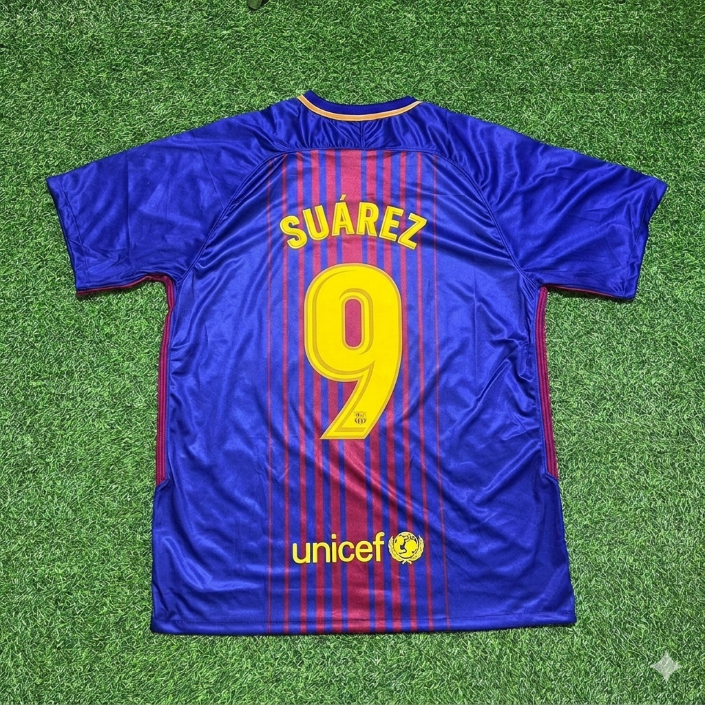 2017/18 Luis Suárez 9- Barcelona Season Football Jersey – Back View