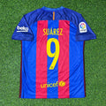 Luis Suarez #9 FC Barcelona 2016-2017 Home Retro Football Jersey – Back View