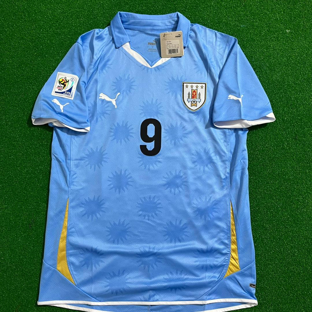 Luis Suarez Uruguay 2010 South Aftica World Cup Blue Retro Jersey – Front View