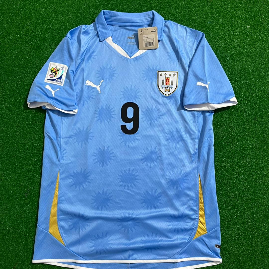 Luis Suarez Uruguay 2010 South Aftica World Cup Blue Retro Jersey – Front View