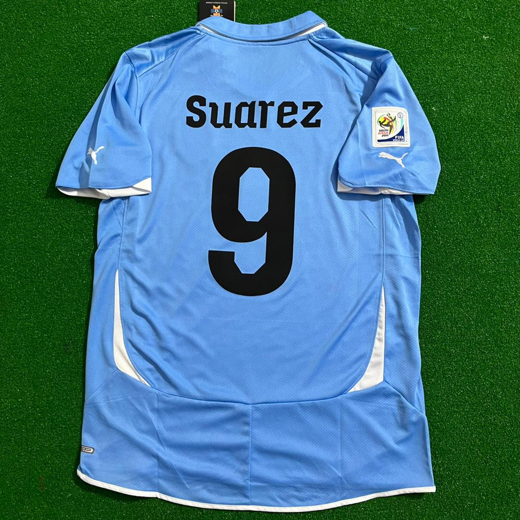Luis Suarez Uruguay 2010 South Aftica World Cup Blue Retro Jersey – Back View