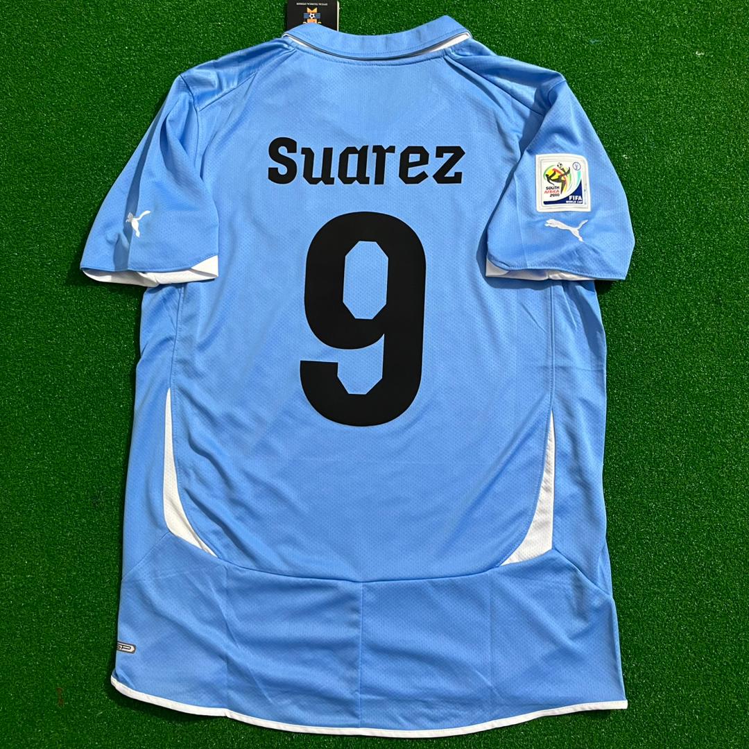 Luis Suarez Uruguay 2010 South Aftica World Cup Blue Retro Jersey – Back View