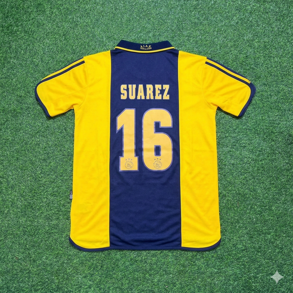 Luis Suarez Ajax Retro Yellow Football Jersey – Back View