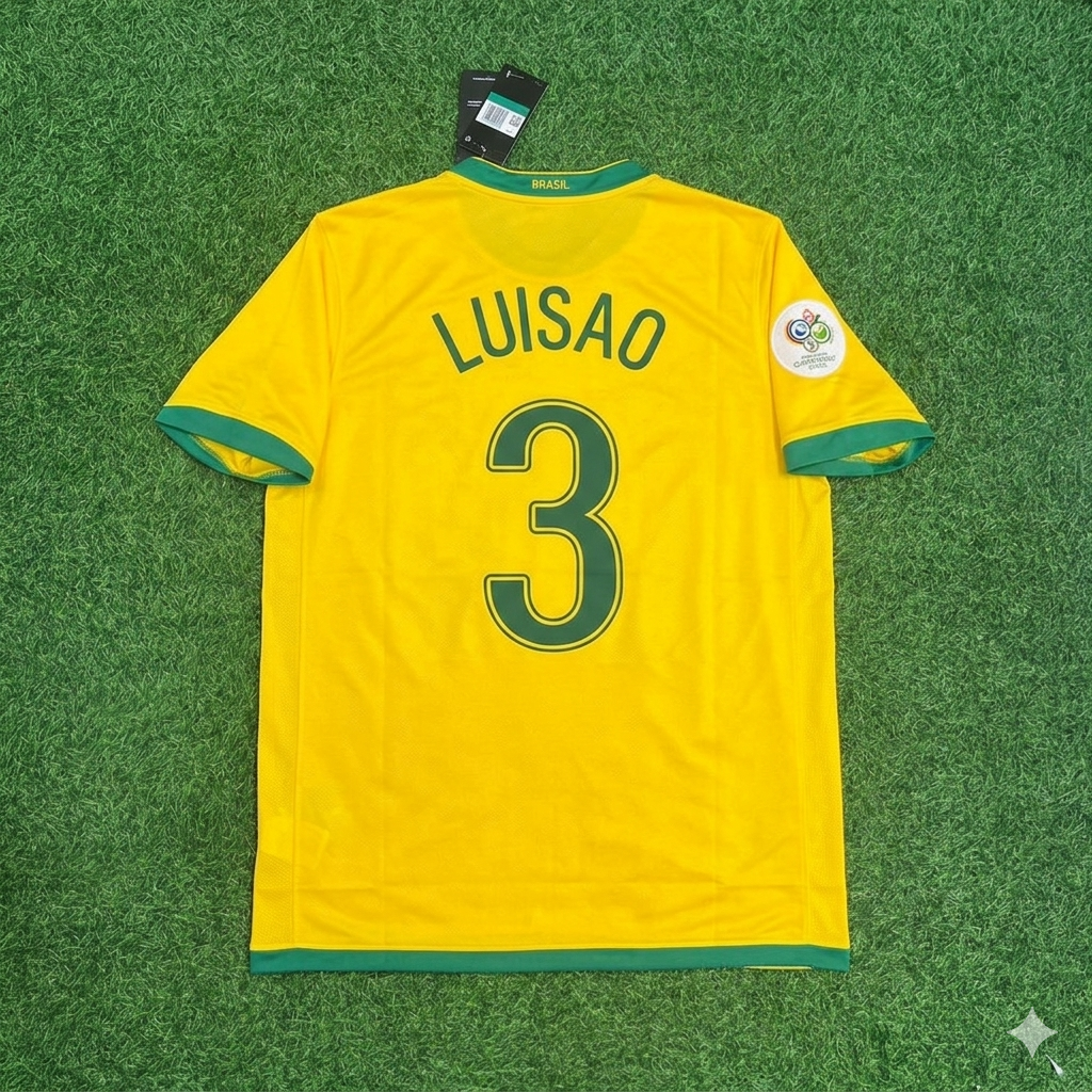 2006 Brazil World Cup Luisão #3 Football Jersey – Back View
