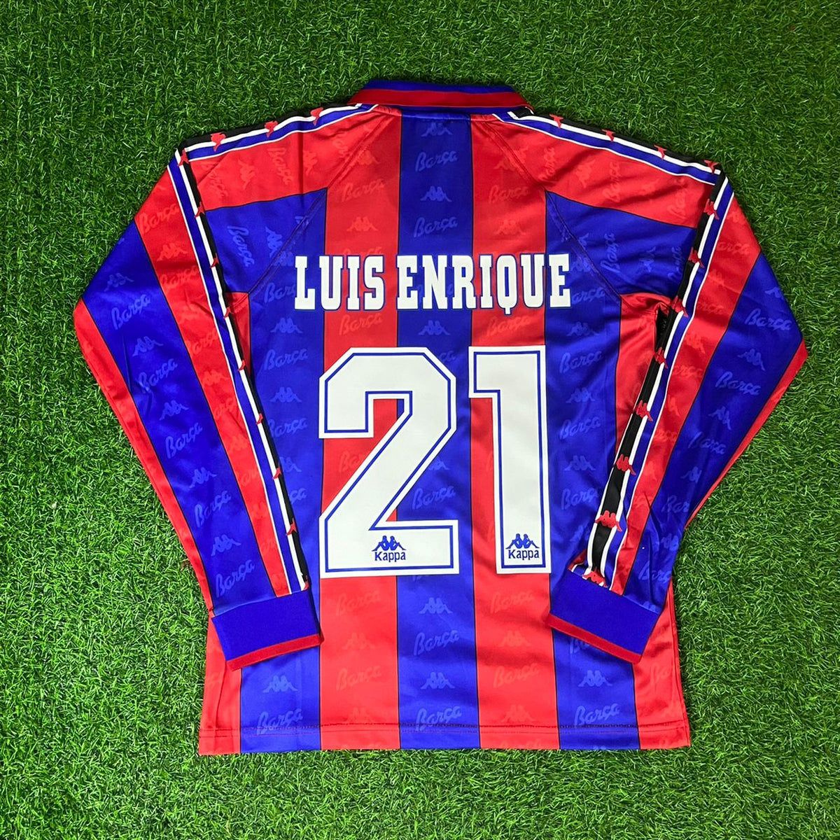 Luis Enrique Barcelona 1996 1997 Retro Burgundy Football Jersey – Back View