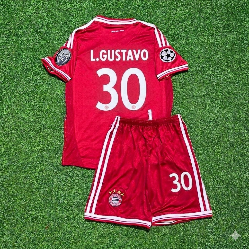Bayern Munich 2013 Champions League Final Kids Retro Kit – Luiz Gustavo #30 – Back View