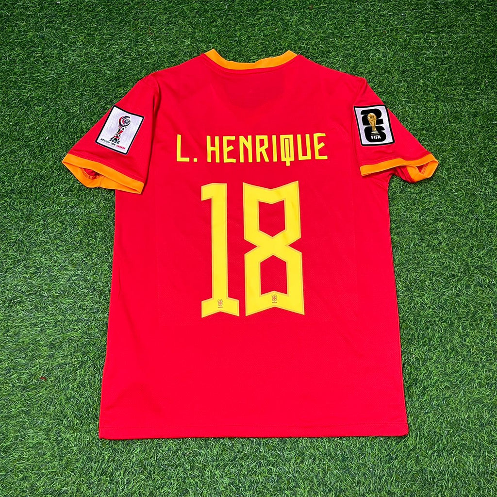 Luiz Henrique Brazil 2026 World Cup Red Football Jersey – Back View