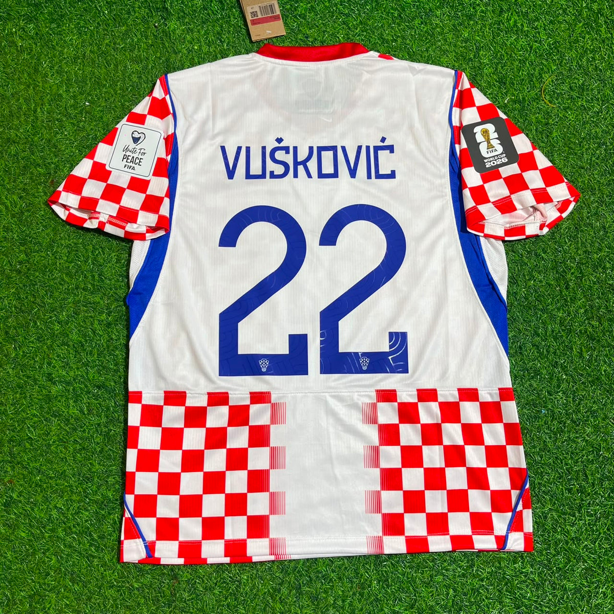 Luka Vuskovic Croatia 2026 World Cup Home Football Jersey – Back View