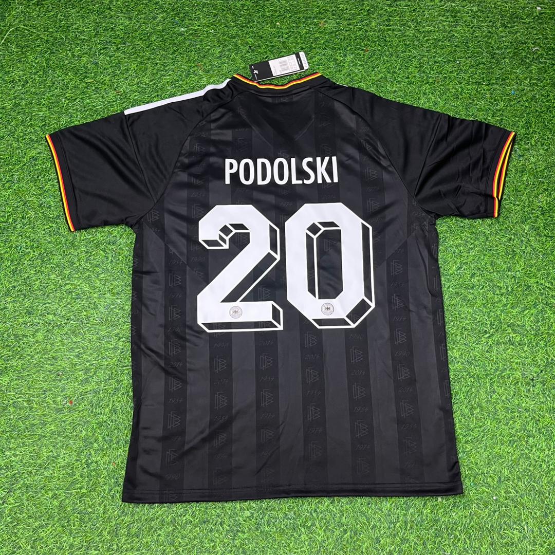 Germany Black Retro Vintage Football Jersey – Lukas Podolski 20# – Back View
