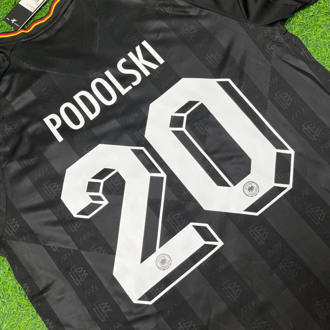 Germany Black Retro Vintage Football Jersey – Lukas Podolski 20# – Front View