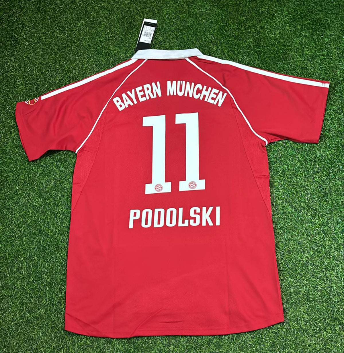Lukas Podolski Bayern Munich 2006/07 Red Retro Football Jersey – Back View