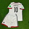 2014 Germany World Cup Lukas Podolski Kids White Retro Football Jersey – Back View