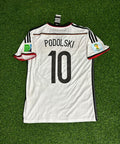 2014 Germany World Cup Lukas Podolski - Deutschland White Retro Football Jersey – Back View