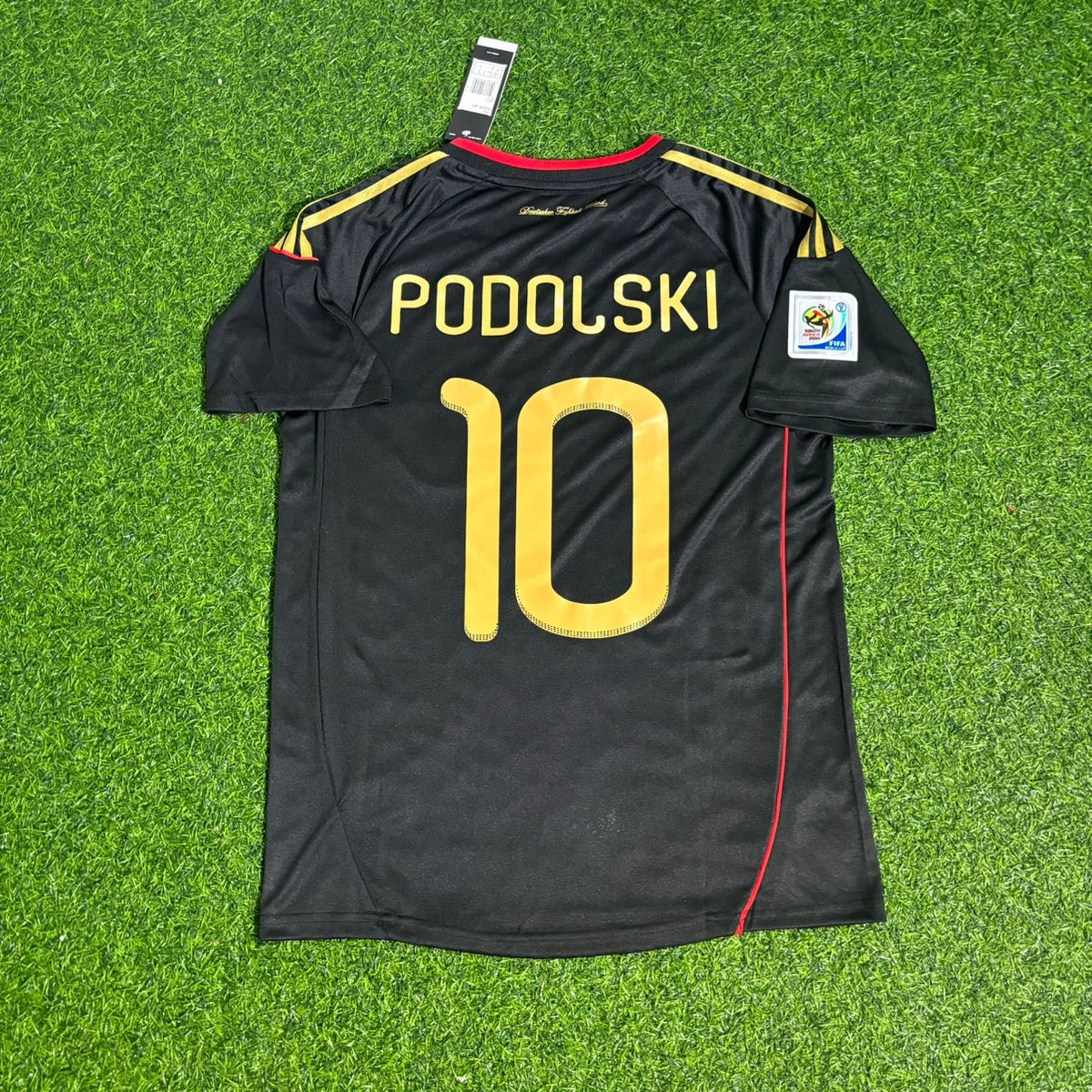 Lukas Podolski - Germany Deutschland 2010 World Cup Black Jersey – Back View