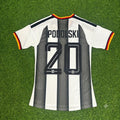 Lukas Podolski Germany Stripe Special Edition Black White Jersey – Back View