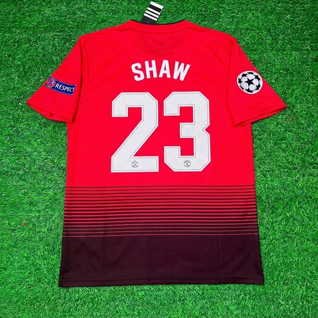 Luka Shaw #23 Manchester United 2018/2019 Season Home Red Retro Football Jersey – Back View