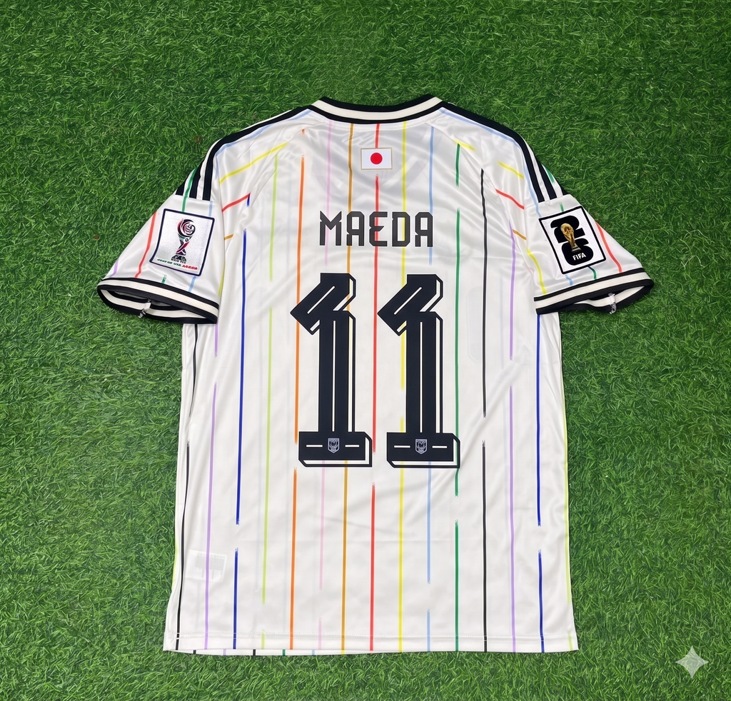 Daizen Maeda Japan World Cup 2026 Away White Football Jersey – Back View