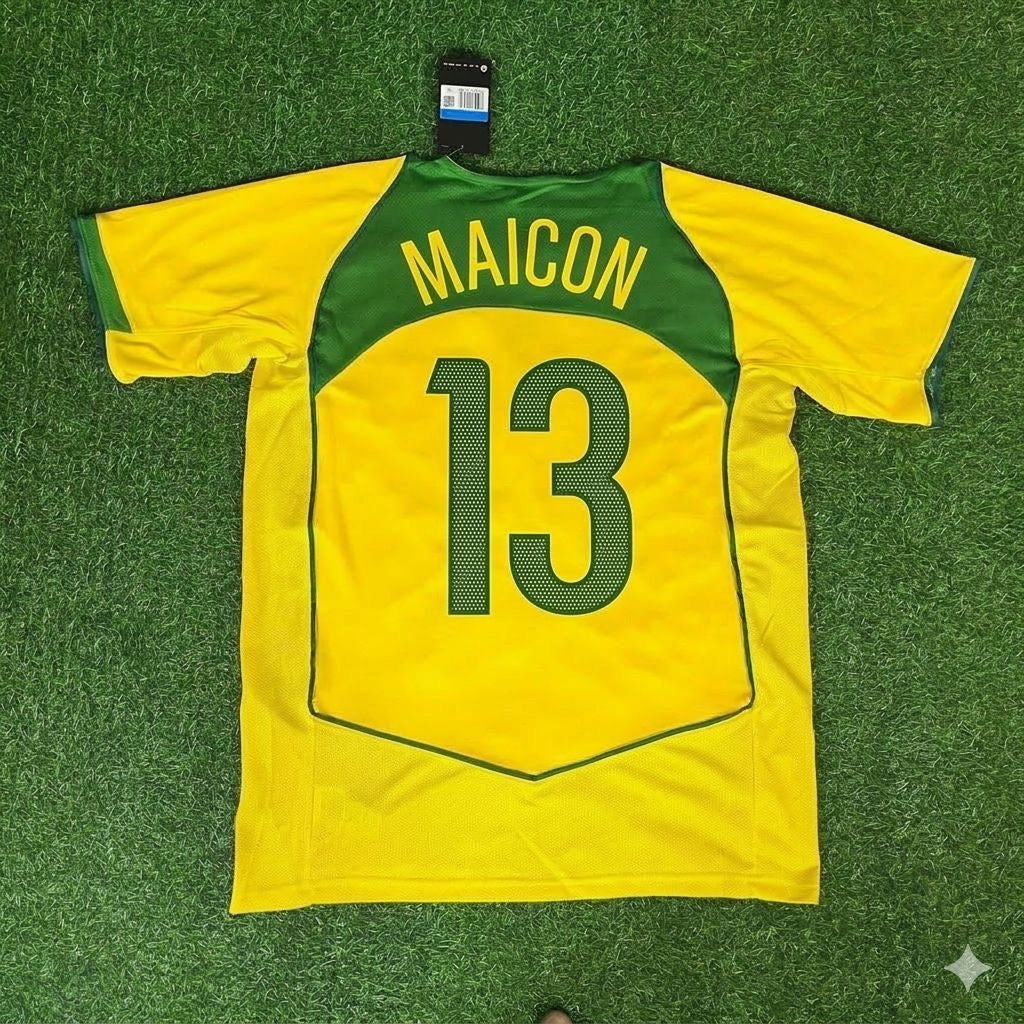 2004 Maicon 13 Brazil 2006 Retro Football Jersey – Back View