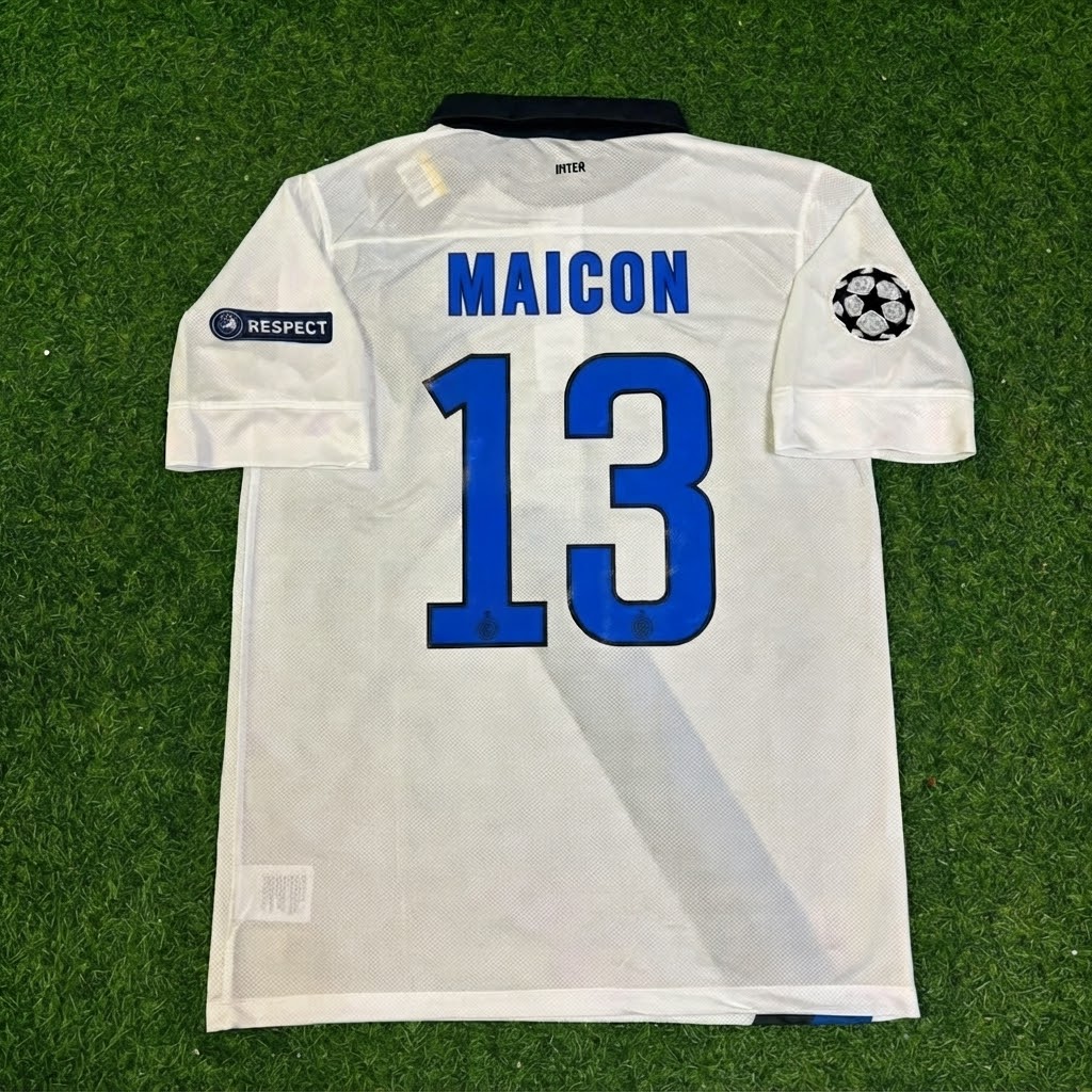 Maicon #13 Inter 2011/2012 White Away Jersey – Back View