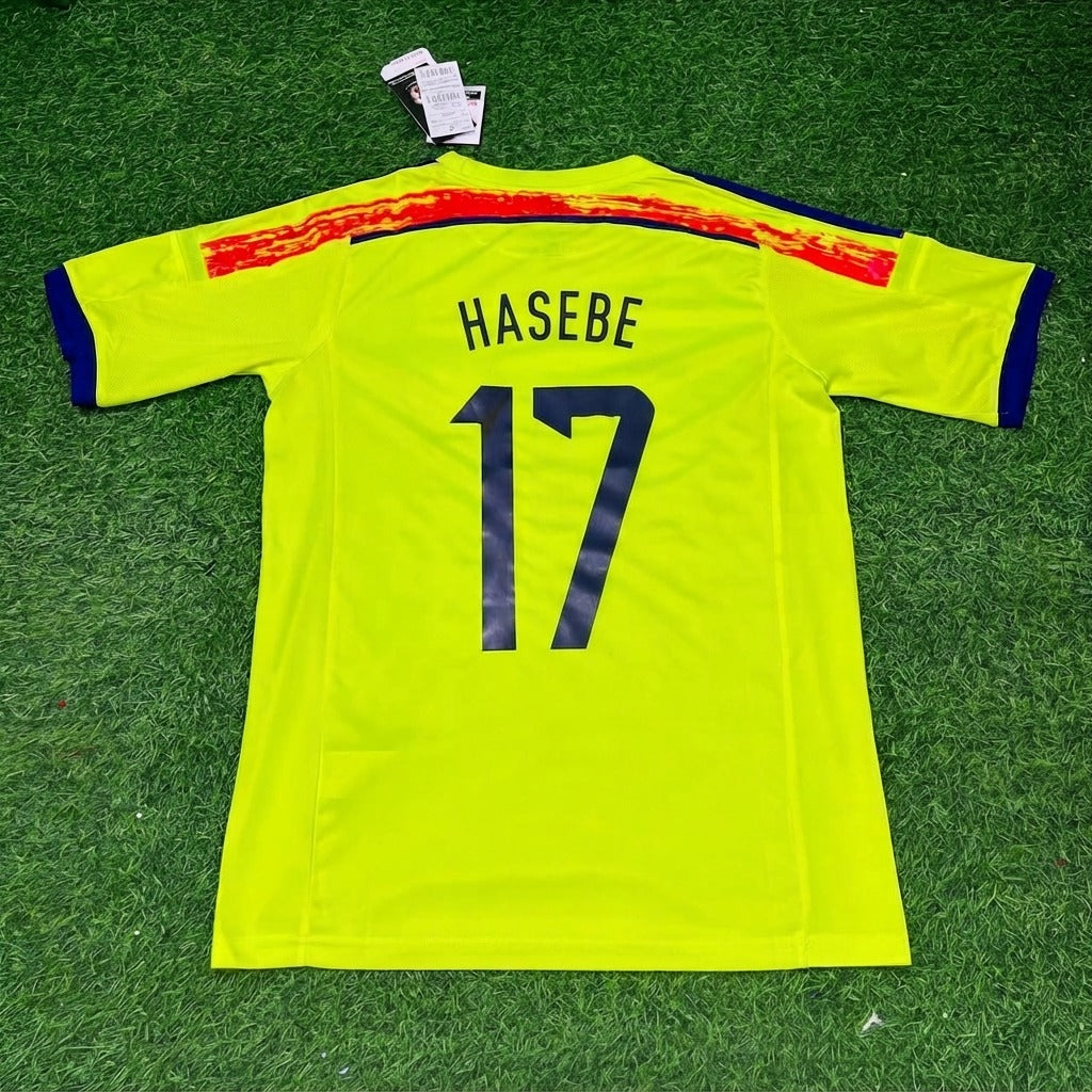 Makoto Hasebe Japan 2014 World Cup Yellow Away Retro Jersey – Back View