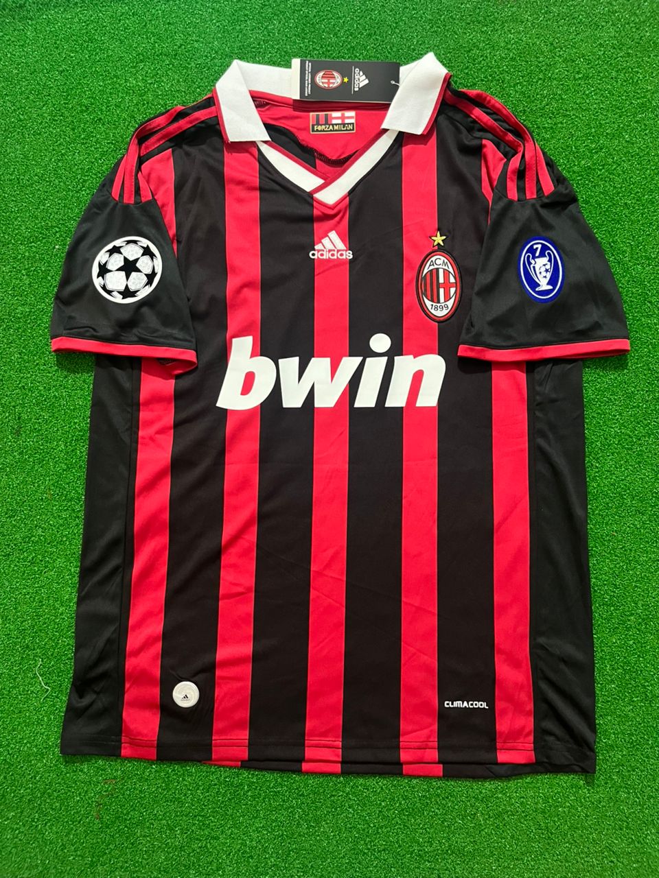 Paolo Maldini #3 - AC Milan 2009 2010 Red Black Kit Jersey – Front View