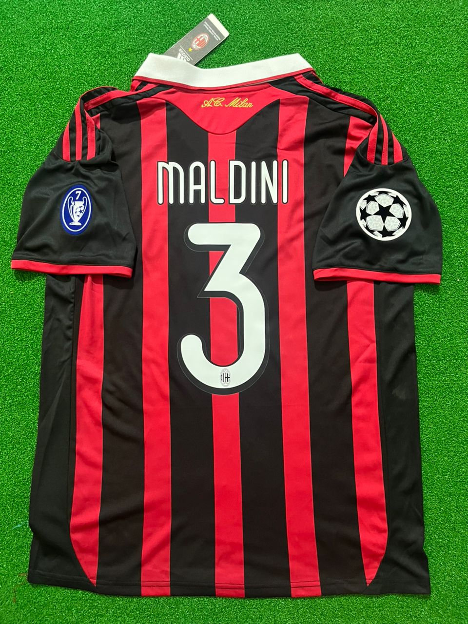 Paolo Maldini #3 - AC Milan 2009 2010 Red Black Kit Jersey – Back View