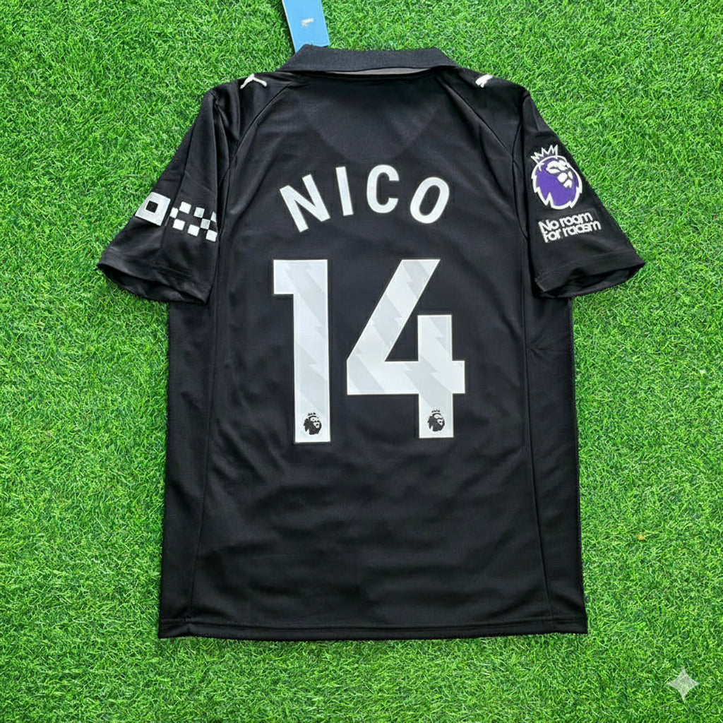 2026 Nico González Manchester City Black Football Jersey – Back View