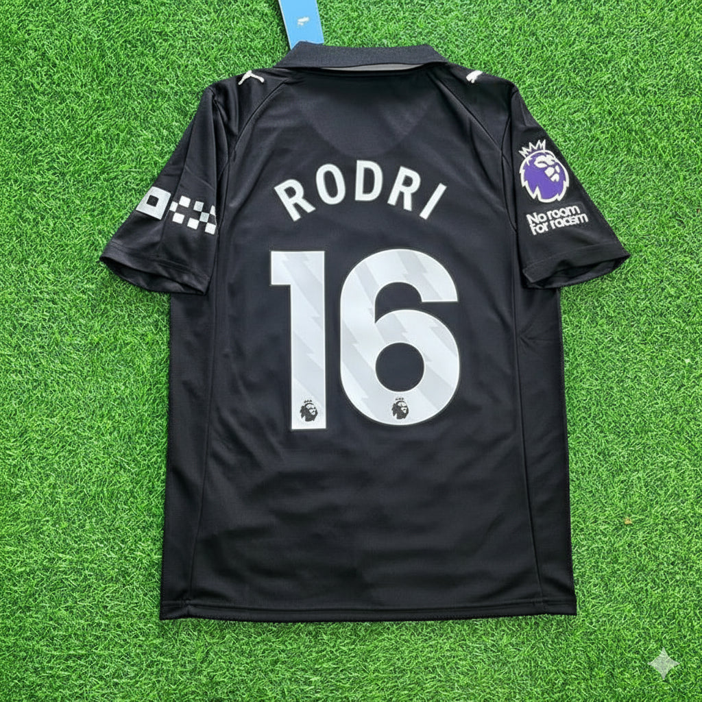 2026 Rodri Manchester City Black Football Jersey – Back View