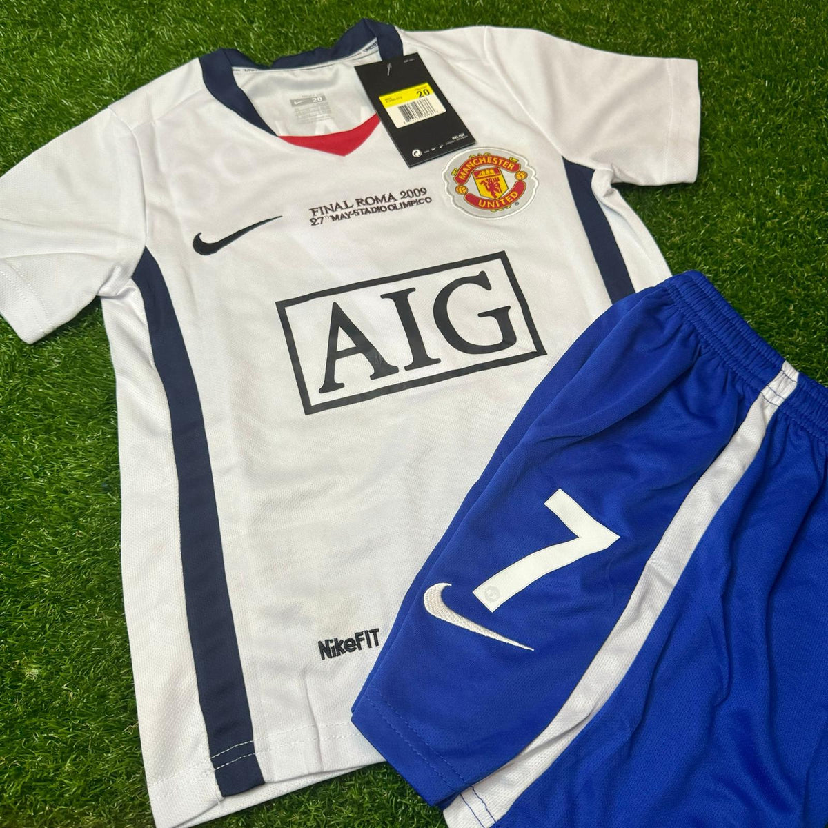 2008/09 Cristiano Ronaldo Manchester United Away White Kids Kit Football Jersey for Children – Front View