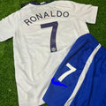 2008/09 Cristiano Ronaldo Manchester United Away White Kids Kit Football Jersey for Children – Back View