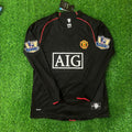 Manchester United 2007/2008 Premier League Patch Black Retro Football Jersey – Back View