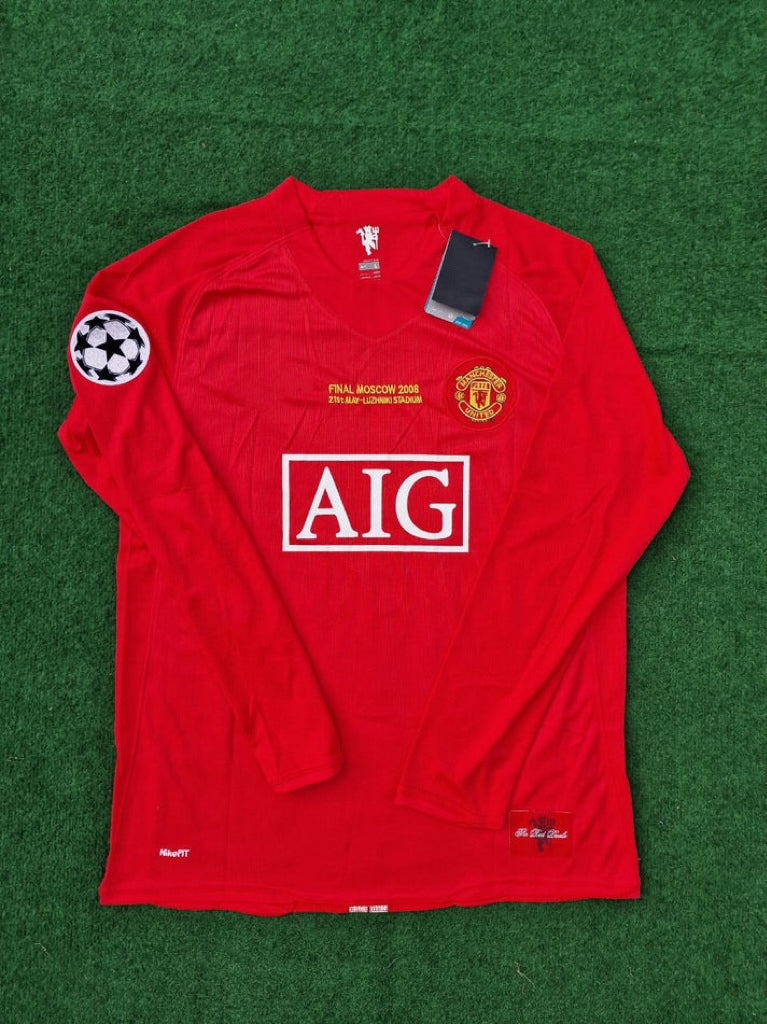 Manchester United 2008 Champions Leage Final Moscow Retro Long Sleeve Jersey – Back View
