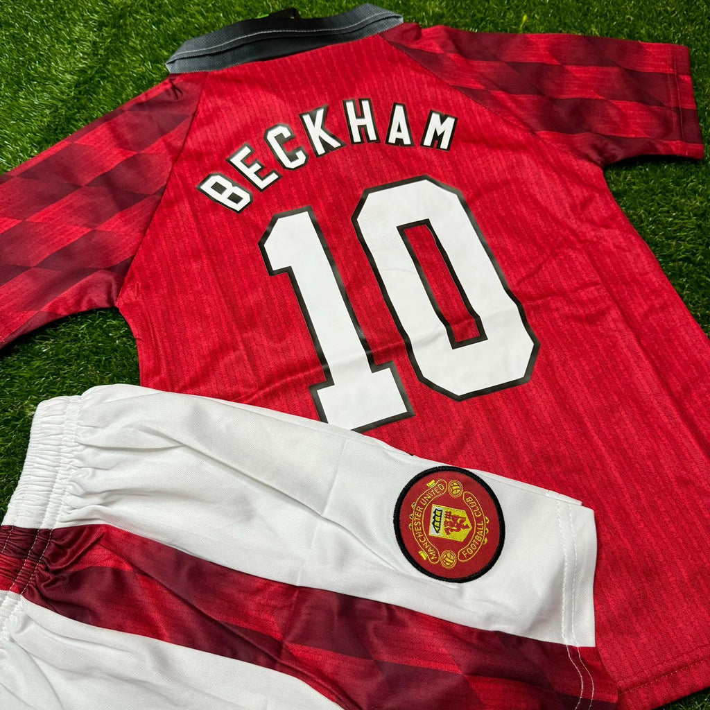 1996/97 David Beckham Manchester United Home Kids Kit Football Jersey for Children – Back View