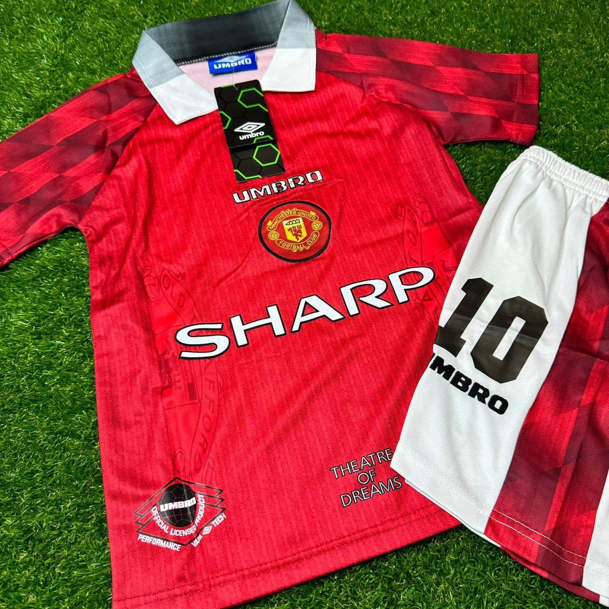 1996/97 David Beckham Manchester United Home Kids Kit Football Jersey for Children – Front View