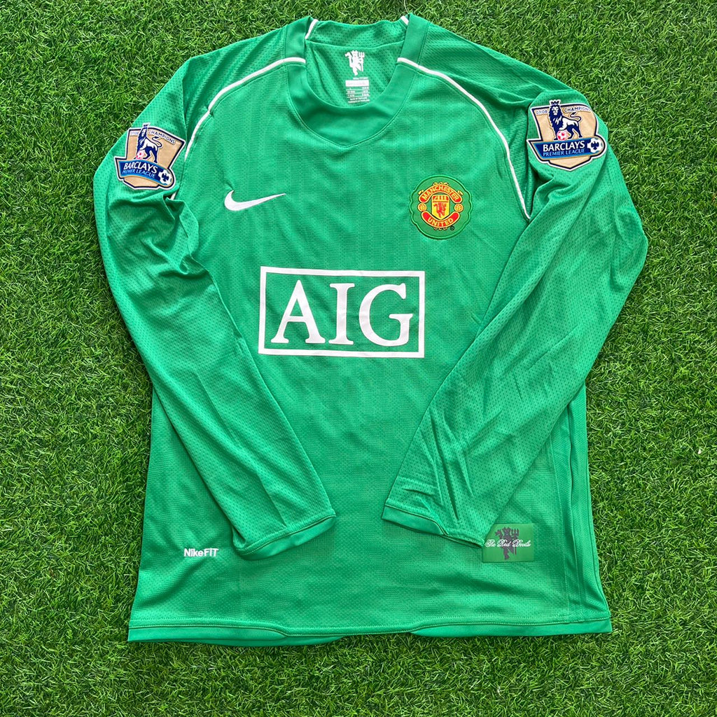 Manchester United Green Retro Long Sleeve Goalkeeper Football Jersey Edwin van der Sar – Front View