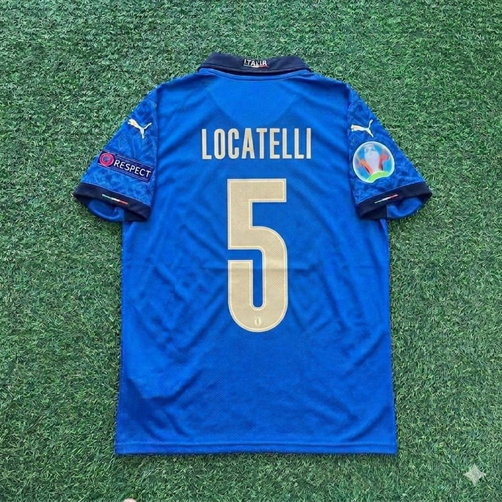 Italy EURO 2020 Final Retro Soccer Jersey – | | – Manuel Locatelli #5 – Back View