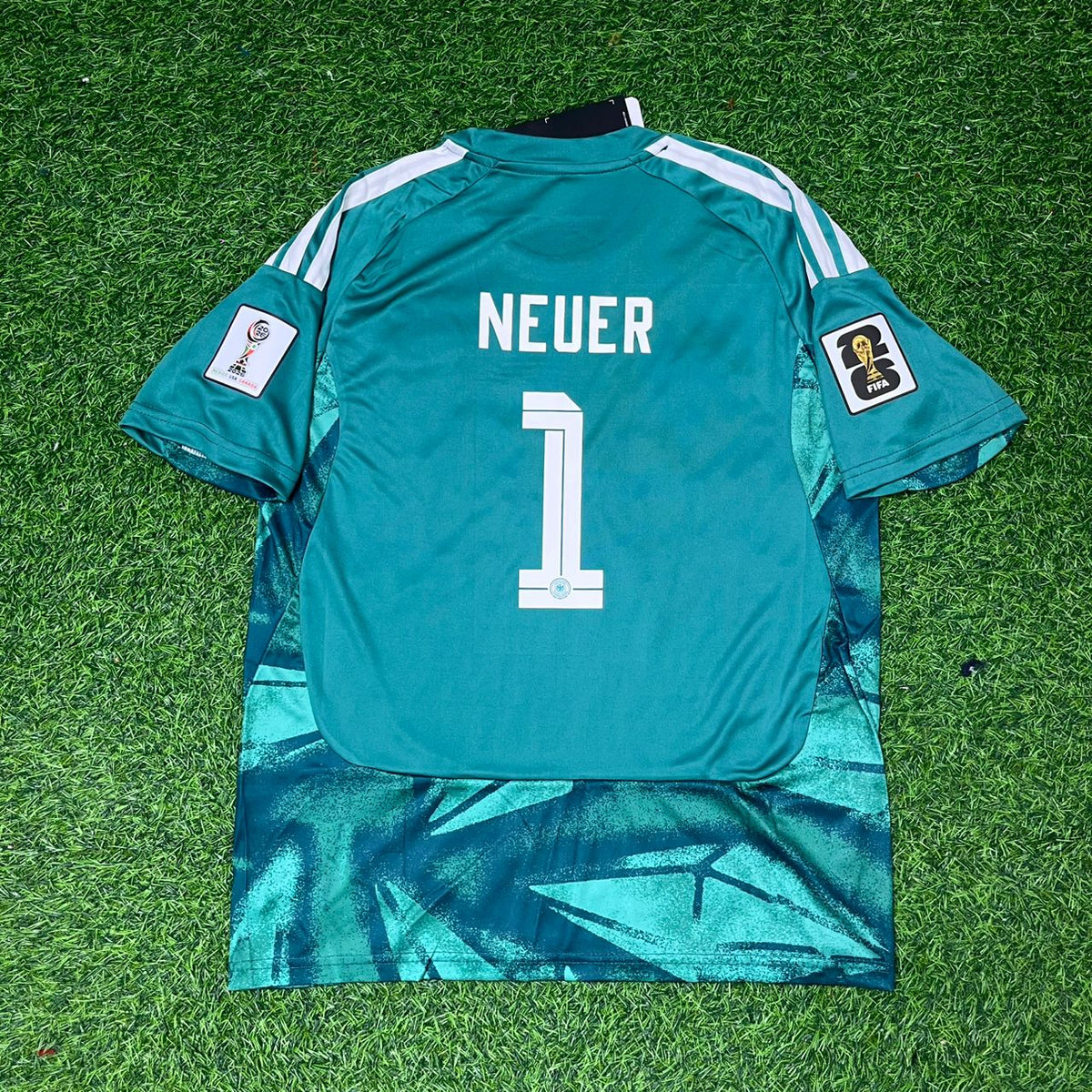 Manuel Neuer Germany 2026 World Cup Kids Goalkeeper Green Football Jersey – Front View