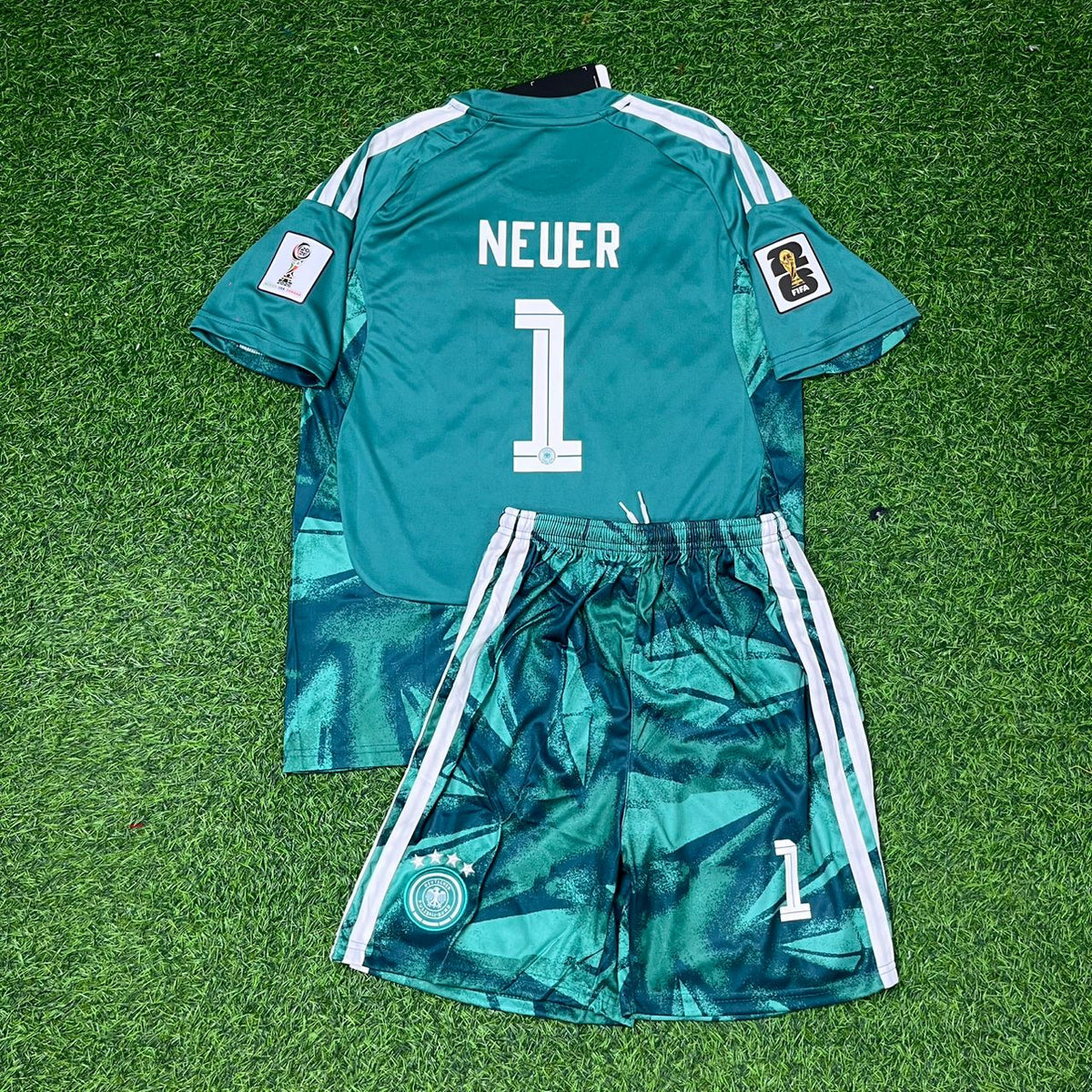 Manuel Neuer Germany 2026 World Cup Kids Goalkeeper Green Football Jersey – Back View