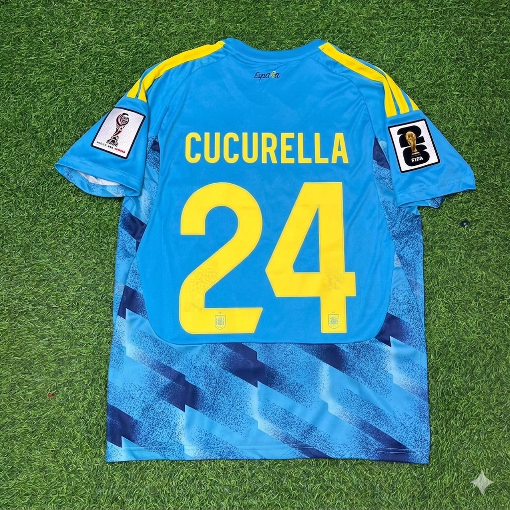 Marc Cucurella #24 Spain 2026 World Cup Blue Special Football Jersey – Back View
