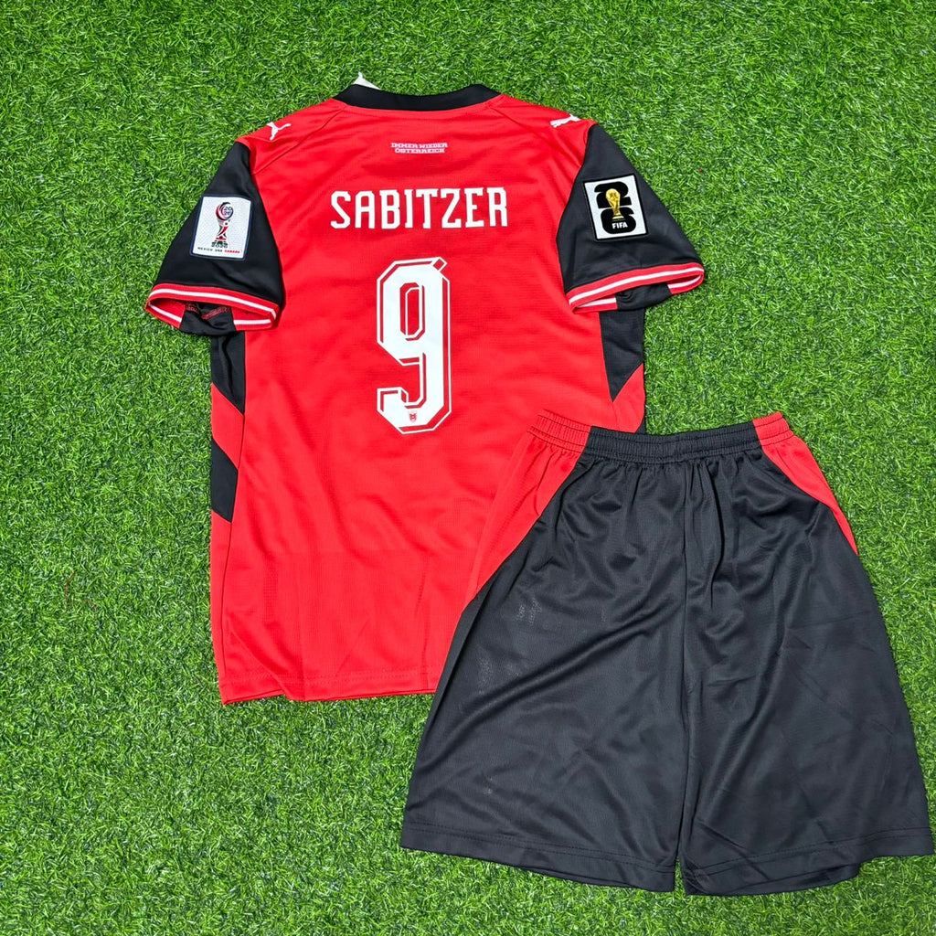 Austria 2026 World Cup Kids New Season Football Jersey – Marcel Sabitzer #9 – Back View