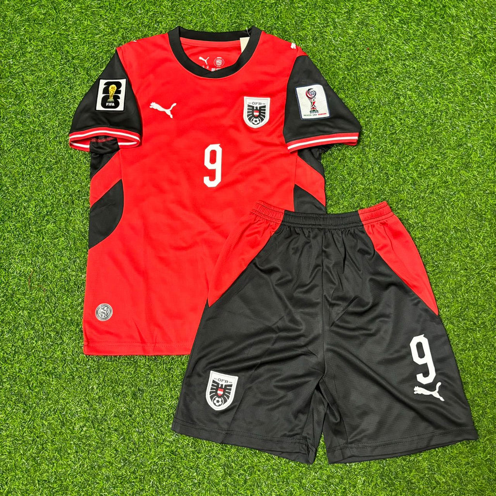 Austria 2026 World Cup Kids New Season Football Jersey – Marcel Sabitzer #9 – Front View
