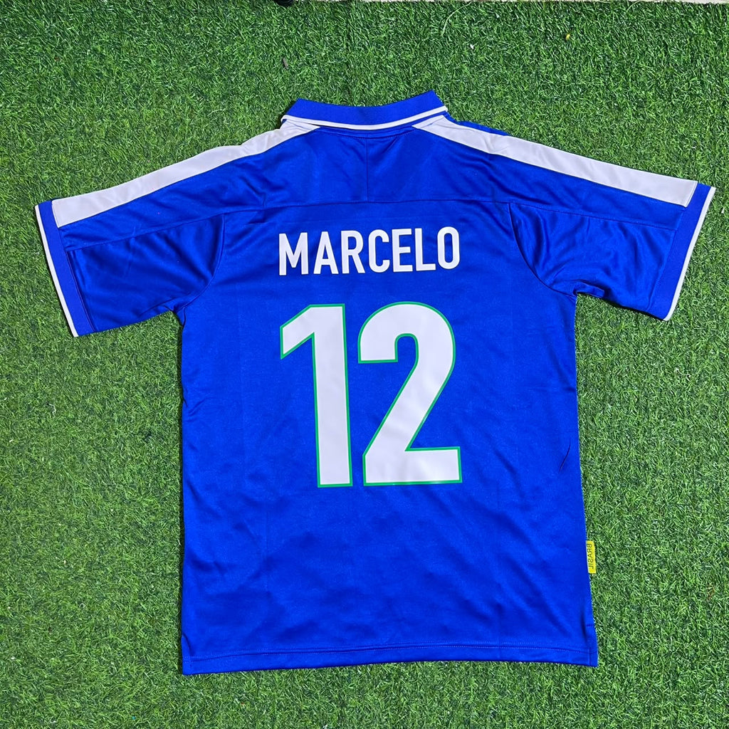 Brazil Blue Retro Football Jersey – Marcelo – Back View