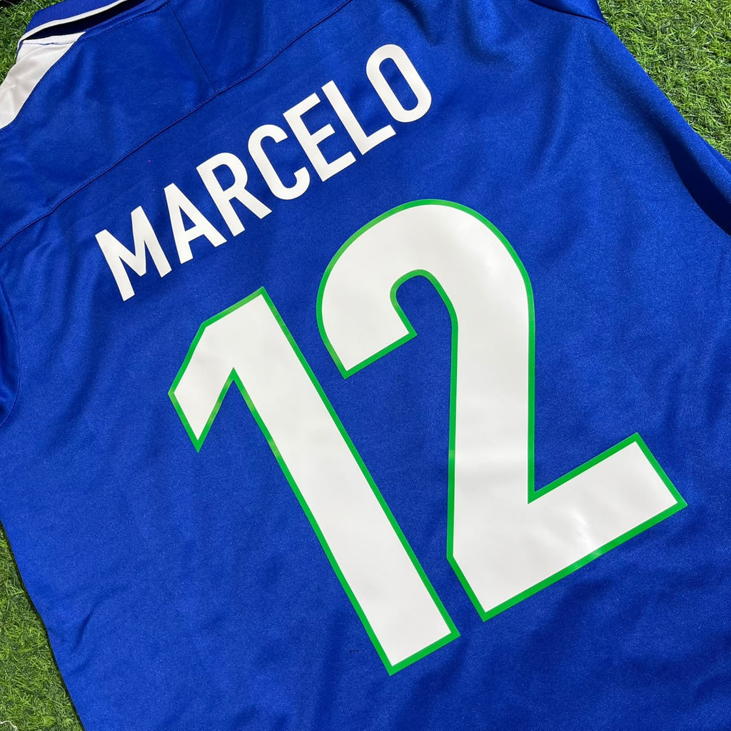Brazil Blue Retro Football Jersey – Marcelo – Detailed View