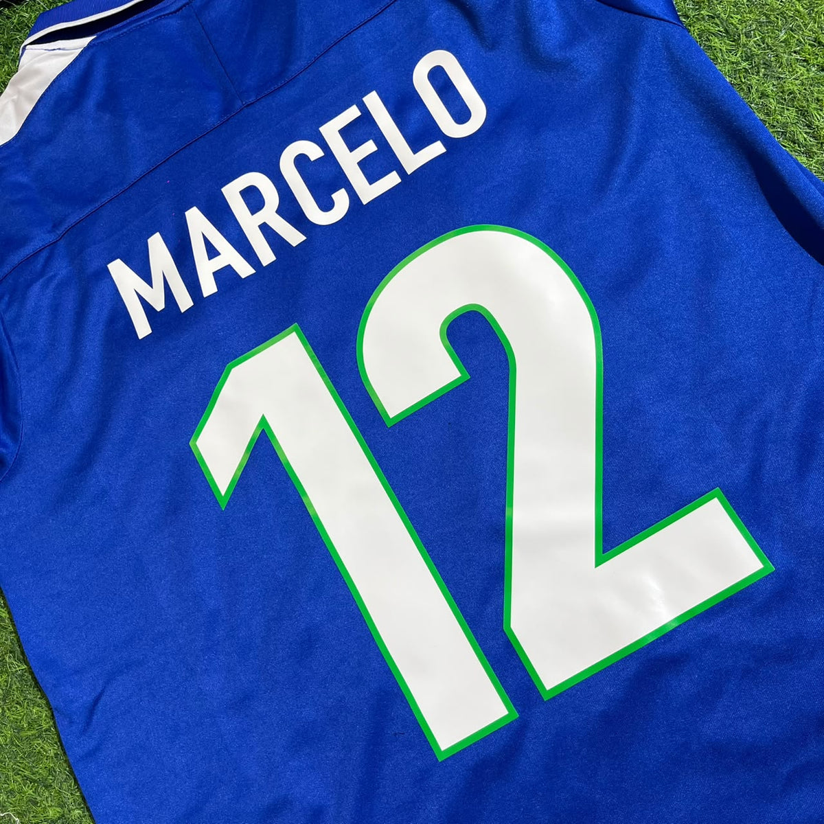 Brazil Blue Retro Football Jersey – Marcelo – Detailed View